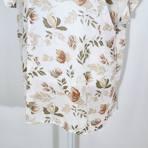 Umgee Sheer Floral Print Blouse Size Small Oversized Floral Top with Cap Sleeves - Picture 2 of 8